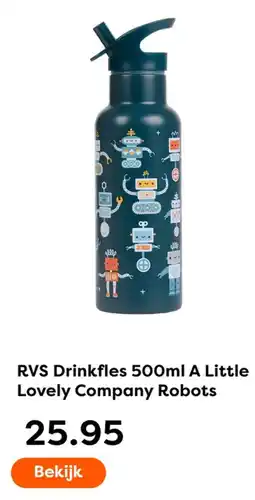 The Read Shop RVS Drinkfles 500ml A Little Lovely Company Robots aanbieding