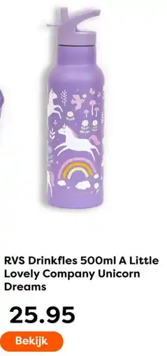 The Read Shop RVS Drinkfles 500ml A Little Lovely Company Unicorn Dreams aanbieding