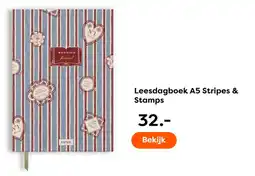 The Read Shop Leesdagboek A5 Stripes & Stamps aanbieding