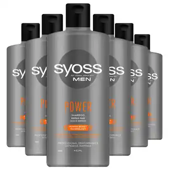 Wehkamp Syoss Men Power & Strength shampoo - 6 x 440 ml - voordeelverpakking aanbieding