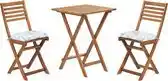 Bol.com BELIANI FIJI - Bistroset voor 2 - Lichte houtkleur /Blauw - Acaciahout aanbieding