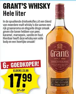 Dirck 3 Grant's Triple Wood blended Whisky 100 cl aanbieding