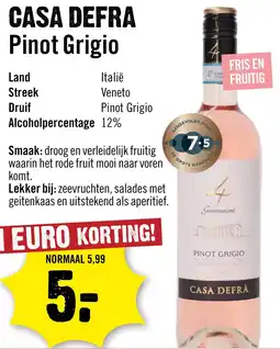 Dirck 3 Casa Defra Pinot Grigio Rose 75 cl aanbieding