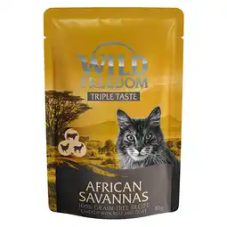 Zooplus 8x 85g Wild Freedom Triple Taste African Savannas Kip met Rund & Geit nat kattenvoer aanbieding