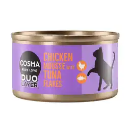 Zooplus 6x70g Kippenmousse met stukjes Tonijn DUO Layer Cosma Kattenvoer aanbieding