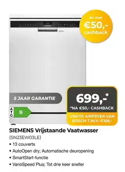 EP Beerepoot Siemens Vrijstaande Vaatwasser aanbieding