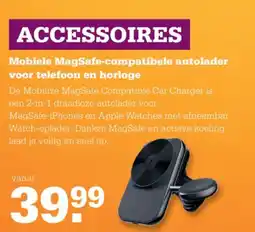 Telecombinatie Mobilize MagSafe Compatibele Autolader voor Talefoon en Horloge aanbieding