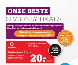 Telecombinatie Vodafone Unlimited Start aanbieding