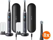 Coolblue Oral-B iO - 9n Zwart Duo Pack + iO Ultimate Clean opzetborstels (8 stuks) aanbieding