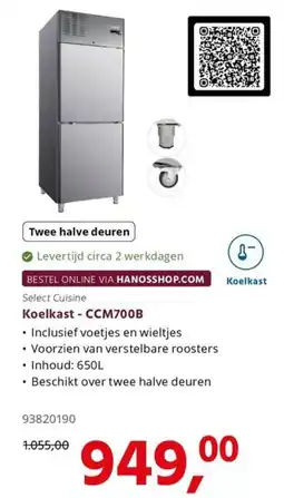 HANOS Select Cuisine Koelkast - CCM700B aanbieding