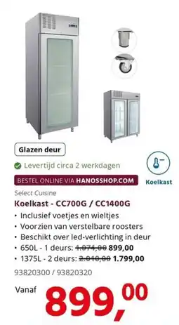 HANOS Select Cuisine Koelkast - CC700G / CC1400G aanbieding