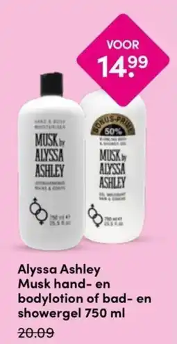 Drogisterij Visser Alyssa Ashley Musk hand- en bodylotion of bad- en showergel 750 ml aanbieding