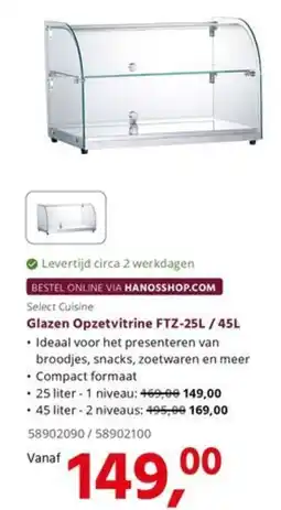 HANOS Select Cuisine Glazen Opzetvitrine FTZ-25L / 45L aanbieding