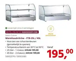 HANOS Select Cuisine Warmhoudvitrine - FTR-25L / 45L aanbieding