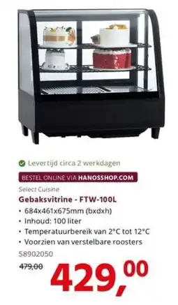 HANOS Select Cuisine Gebaksvitrine - FTW-100L aanbieding