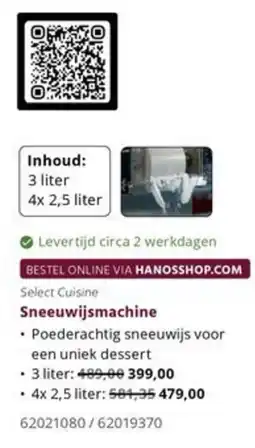 HANOS Select Cuisine Sneeewijsmachine aanbieding
