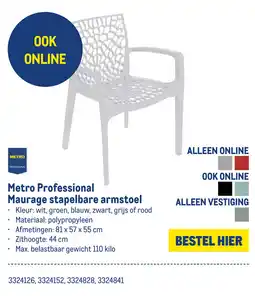 Makro Metro Professional Maurage stapelbare armstoel aanbieding