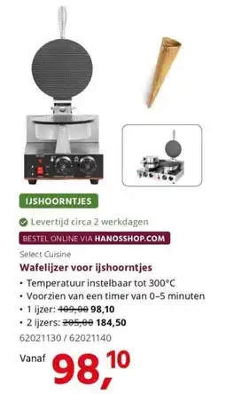 HANOS Select Cuisine Wafelijzer voor ijshoorntjes aanbieding