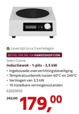 HANOS Select Cuisine Inductiewok - 1-pits - 3,5 kW aanbieding