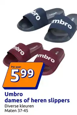 Action Umbro dames of heren slippers aanbieding