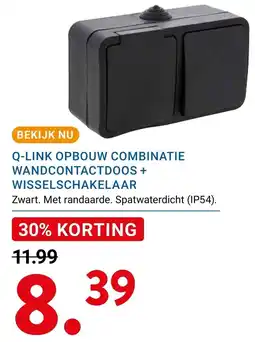 Kluswijs Q-LINK OPBOUW COMBINATIE WANDCONTACTDOOS + WISSELSCHAKELAAR aanbieding