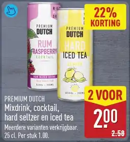 ALDI Premium dutch mixdrink, cocktail, hard seltzer en iced tea aanbieding