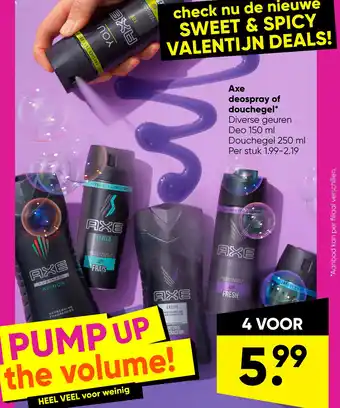 Big Bazar Axe deospray of douchegel* Diverse geuren aanbieding