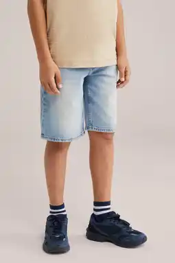 Wehkamp WE Fashion Blue Ridge denim loose short light blue denim aanbieding