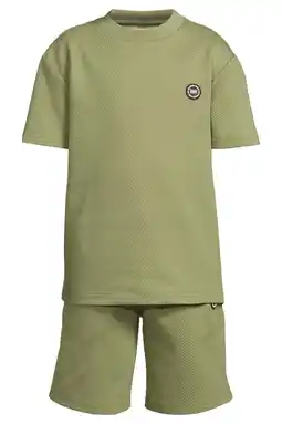 Wehkamp Me & My Monkey T-shirt + korte broek met textuur olijfgroen aanbieding
