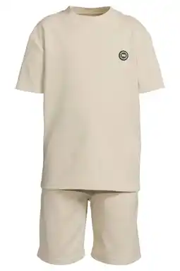 Wehkamp Me & My Monkey T-shirt + korte broek met textuur beige aanbieding