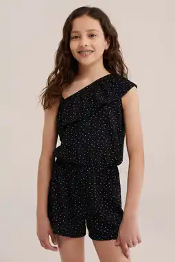 Wehkamp WE Fashion straight leg playsuit met stippen - zwart aanbieding