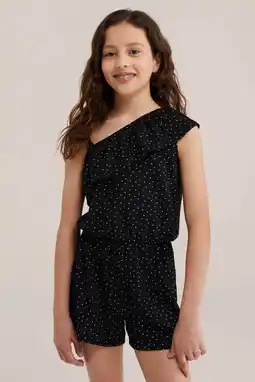 Wehkamp WE Fashion straight leg playsuit met stippen - zwart aanbieding