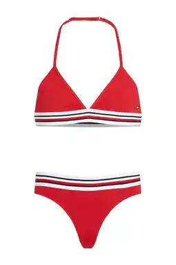 Wehkamp Tommy Hilfiger triangel bikini rood/wit/donkerblauw aanbieding