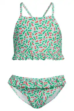 Wehkamp Orange Stars crop bikini met ruches mintgroen/rood aanbieding