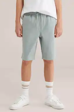 Wehkamp WE Fashion slim chino short grijsblauw aanbieding
