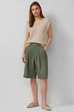 Wehkamp s.Oliver wide leg highwaist bermuda short met linnen kaki aanbieding