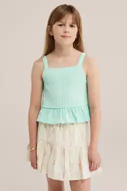 Wehkamp WE Fashion mouwloze top met textuur mintgroen aanbieding