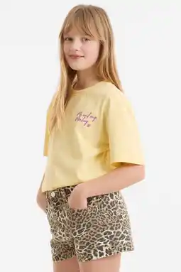 Wehkamp Me & My Monkey denim short met panterprint Novi bruin/zwart aanbieding