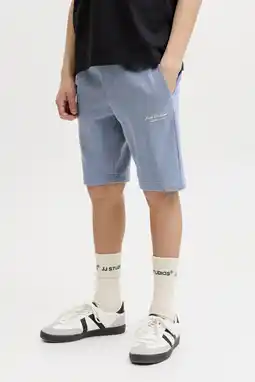 Wehkamp JACK & JONES JUNIOR regularwaist sweatshort grijsblauw aanbieding