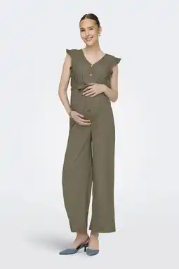 Wehkamp ONLY MATERNITY zwangerschaps jumpsuit broderie olijfgroen aanbieding