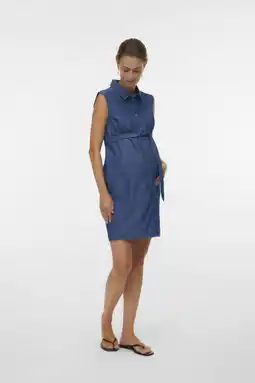 Wehkamp MAMALICIOUS zwangerschaps blousejurk medium blue denim aanbieding