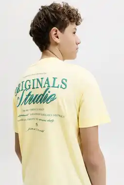 Wehkamp JACK & JONES JUNIOR T-shirt met backprint lichtgeel aanbieding