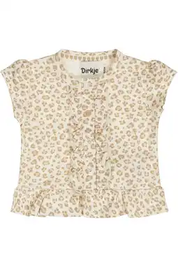 Wehkamp Dirkje T-shirt met panterprint ecru rib gebreid aanbieding