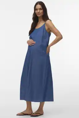 Wehkamp MAMALICIOUS zwangerschaps maxi jurk medium blue denim aanbieding