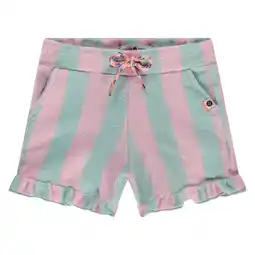 Wehkamp Stains&Stories gestreepte casual short groen met textuur aanbieding