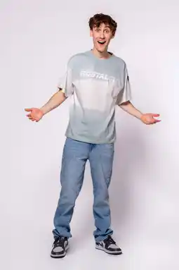 Wehkamp No Way Monday X Job Dutchtuber T-shirt met tie-dye print lichtblauw aanbieding