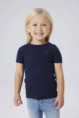 Wehkamp NAME IT MINI T-shirt met hartjes donkerblauw aanbieding