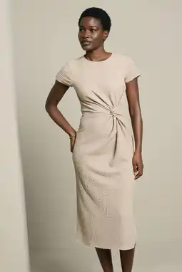 Wehkamp LOLALIZA midi jurk met knoopdetail - taupe aanbieding