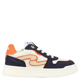 Wehkamp Develab leren sneakers donkerblauw/oranje aanbieding