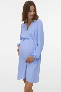 Wehkamp MAMALICIOUS zwangerschaps midi jurk blauw aanbieding